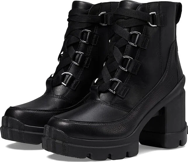 SOREL Cariboutm X Heel Lace High Women's Heels Shoes Black/Black : 7.5 B - Medium, Leather