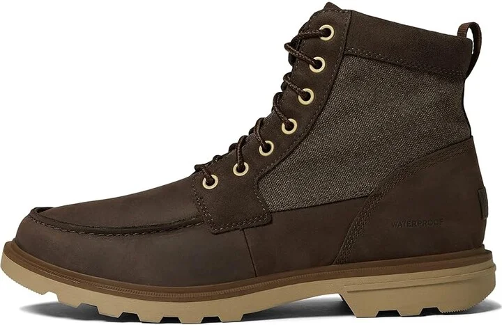 SOREL Carsontm Moc Waterproof Men's Shoes Blackened Brown/Khaki II : 8 D - Medium, Textile/Leather - Image 5
