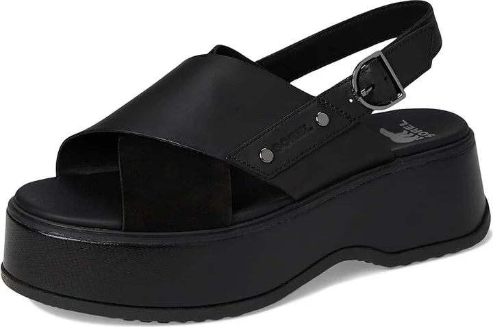 SOREL Dayspringtm Crisscross Sandals Women's Sandals Black/Black : 8.5 B - Medium, Leather/Suede - Image 5
