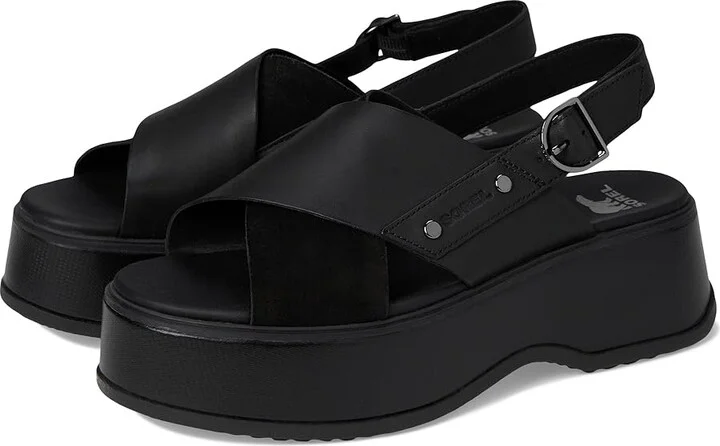 SOREL Dayspringtm Crisscross Sandals Women's Sandals Black/Black : 8.5 B - Medium, Leather/Suede