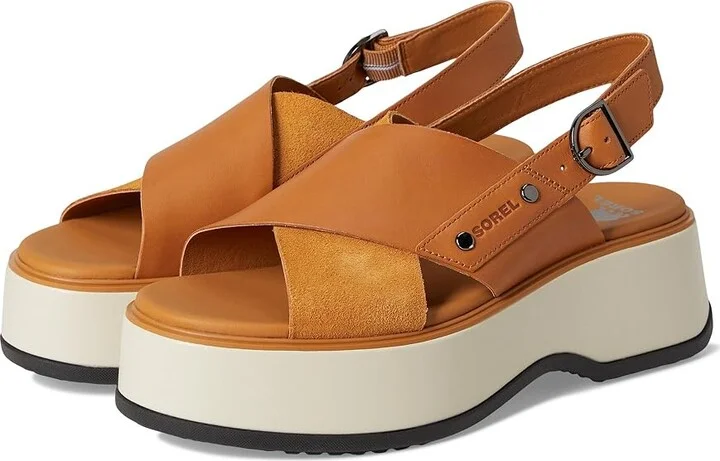 SOREL Dayspringtm Crisscross Sandals Women's Sandals Canyon Gold/Black : 9.5 B - Medium, Leather/Suede