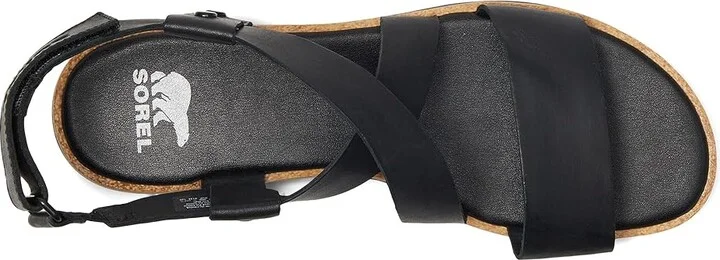 SOREL Ellatm III Crisscross Sandals Women's Sandals Black/Black : 8 B - Medium, Leather - Image 2