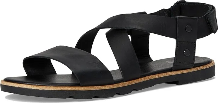 SOREL Ellatm III Crisscross Sandals Women's Sandals Black/Black : 8 B - Medium, Leather - Image 5