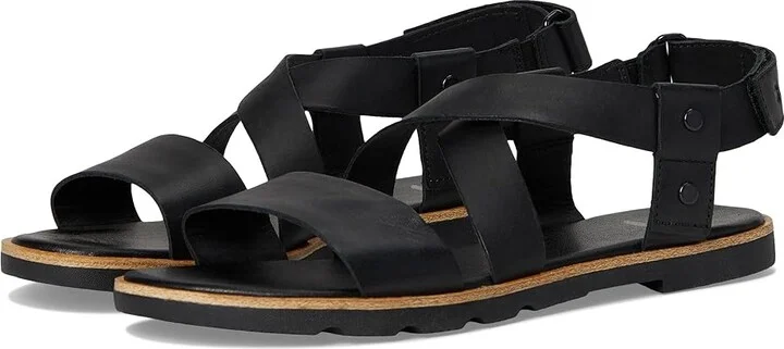 SOREL Ellatm III Crisscross Sandals Women's Sandals Black/Black : 8 B - Medium, Leather
