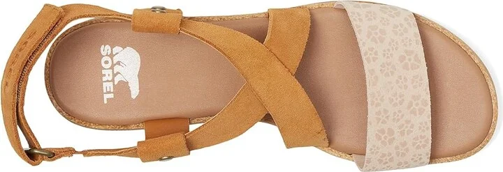 SOREL Ellatm III Crisscross Sandals Women's Sandals Pearlescent/Canyon Gold : 10 B - Medium, Leather - Image 2