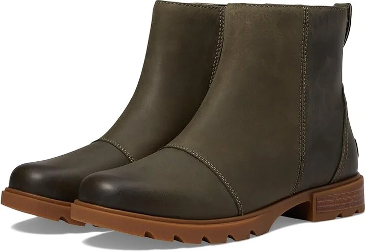 SOREL Emelietm III Zip Waterproof Women's Boots Stone Green/Gum 2 : 6.5 B - Medium, Leather