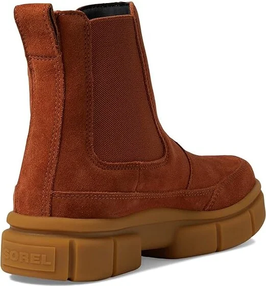 SOREL Explorer STRTtm Chelsea Boot Women's Boots Sanguine/Gum 2 : 5 B - Medium, Leather/Suede - Image 4