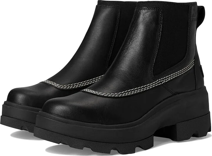 SOREL Joan Frwd Chelsea Women's Boots Black/Bleached Ceramic : 9 B - Medium, Leather