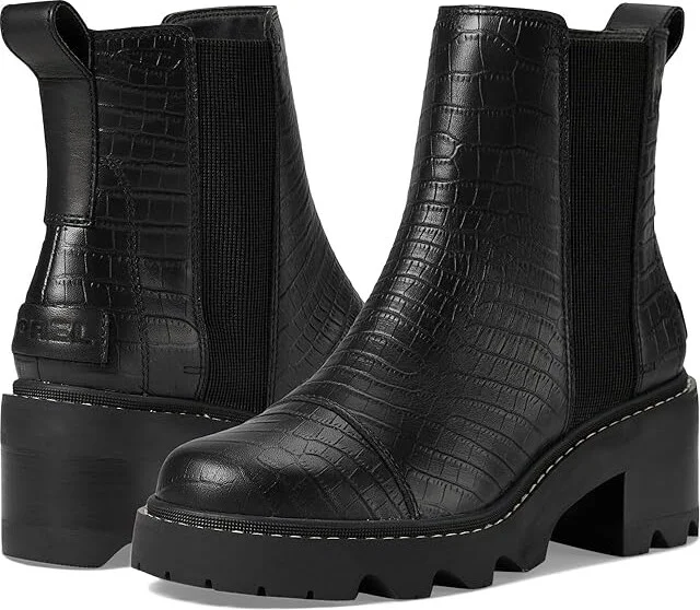 SOREL Joan Nowtm Chelsea Women's Boots Black/Tawny Buff : 6.5 B - Medium, Leather/Textile