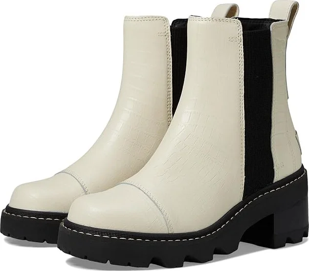 SOREL Joan Nowtm Chelsea Women's Boots Chalk/Black : 10.5 B - Medium, Leather/Textile