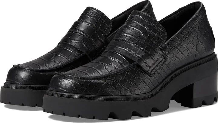 SOREL Joan Nowtm City Loafer High Women's Heels Black/Black : 9.5 B - Medium, Leather