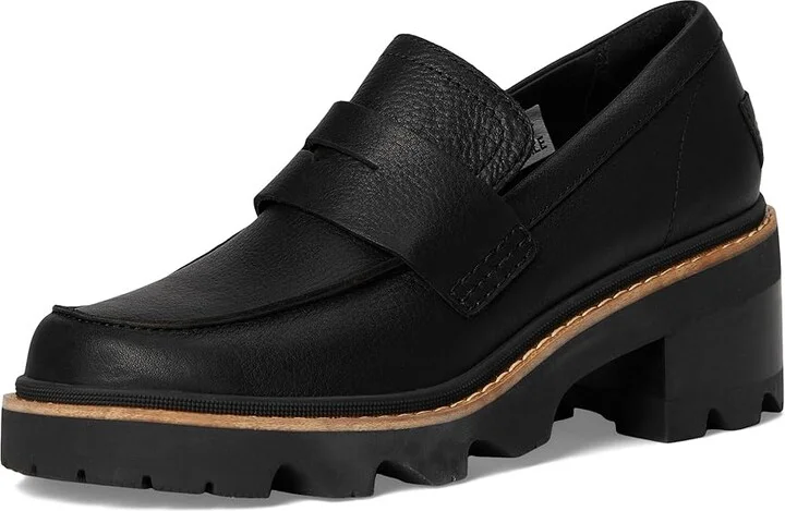 SOREL Joan Nowtm City Loafer High Women's Heels Black/Sea Salt : 10.5 B - Medium, Leather - Image 5
