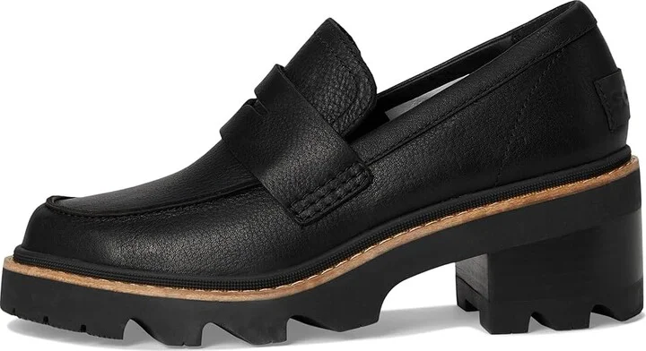 SOREL Joan Nowtm City Loafer High Women's Heels Black/Sea Salt : 10.5 B - Medium, Leather - Image 6