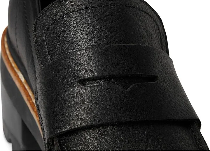 SOREL Joan Nowtm City Loafer High Women's Heels Black/Sea Salt : 10.5 B - Medium, Leather - Image 7