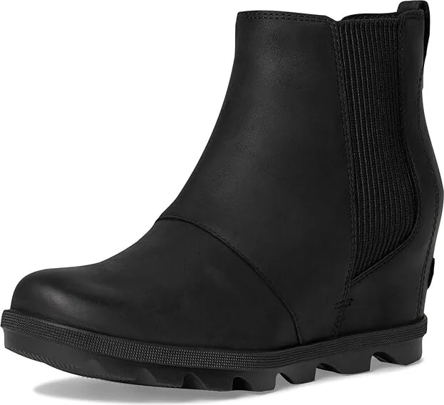 SOREL Joan Rhapsody Chelsea Wedge Women's Boots Black/Black : 6 B - Medium, Leather - Image 5