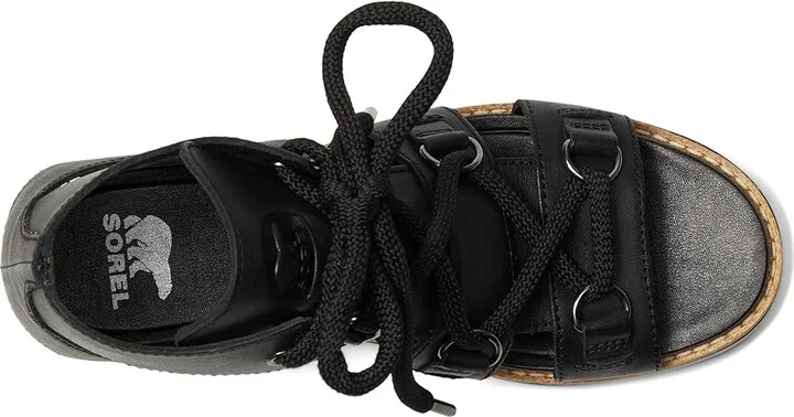 SOREL Joanietm IV Lace Wedge Women's Sandals Black, Black : 8 B - Medium, Leather/Suede - Image 2