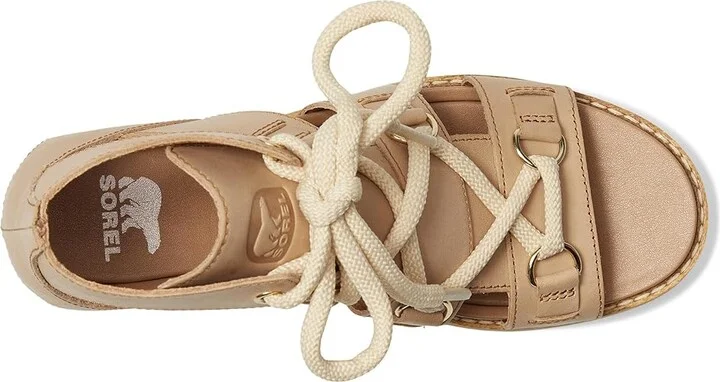 SOREL Joanietm IV Lace Wedge Women's Sandals Honest Beige, Gum : 8 B - Medium, Leather/Suede - Image 2