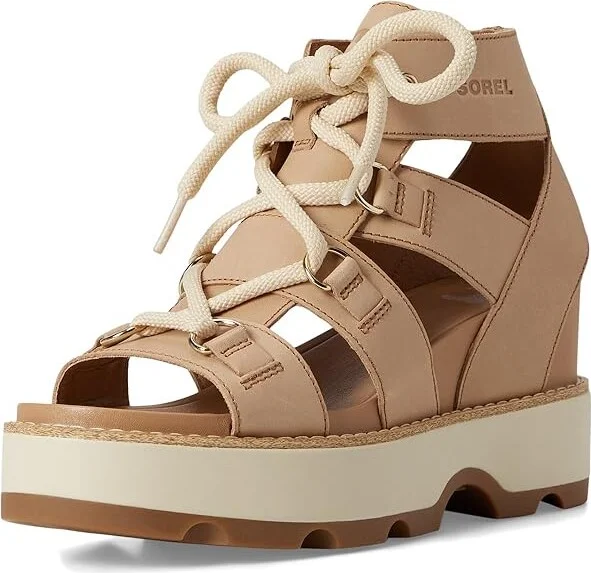 SOREL Joanietm IV Lace Wedge Women's Sandals Honest Beige, Gum : 8 B - Medium, Leather/Suede - Image 5