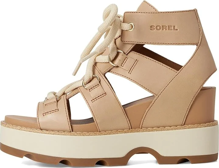 SOREL Joanietm IV Lace Wedge Women's Sandals Honest Beige, Gum : 8 B - Medium, Leather/Suede - Image 6