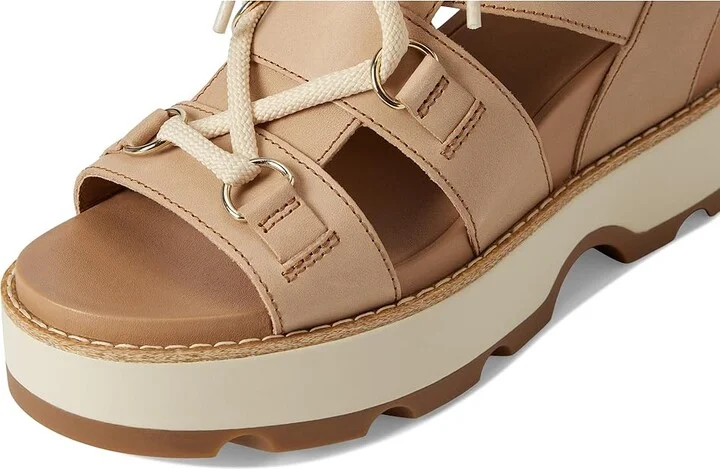 SOREL Joanietm IV Lace Wedge Women's Sandals Honest Beige, Gum : 8 B - Medium, Leather/Suede - Image 7