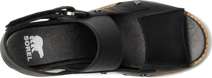 SOREL Joanietm Iv Sandals Wedge Women's Sandals Black/Black : 8.5 B - Medium, Leather/Suede - Image 2