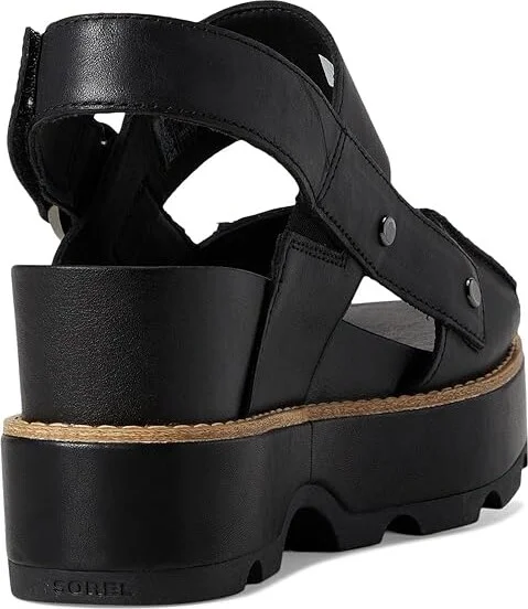 SOREL Joanietm Iv Sandals Wedge Women's Sandals Black/Black : 8.5 B - Medium, Leather/Suede - Image 4