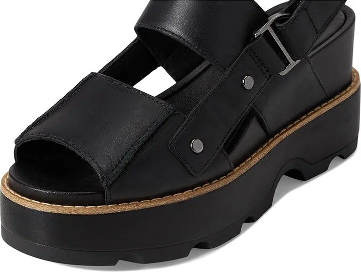SOREL Joanietm Iv Sandals Wedge Women's Sandals Black/Black : 8.5 B - Medium, Leather/Suede - Image 7