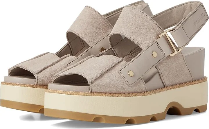 SOREL Joanietm Iv Sandals Wedge Women's Sandals Crushed Clay/Gum : 10.5 B - Medium, Leather/Suede