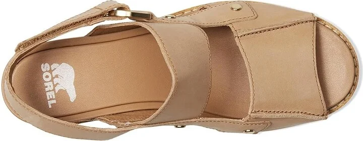 SOREL Joanietm Iv Sandals Wedge Women's Sandals Honest Beige/Gum : 7.5 B - Medium, Leather/Suede - Image 2