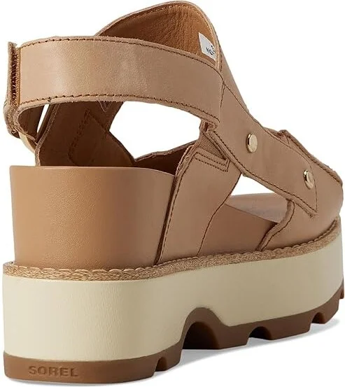 SOREL Joanietm Iv Sandals Wedge Women's Sandals Honest Beige/Gum : 7.5 B - Medium, Leather/Suede - Image 4