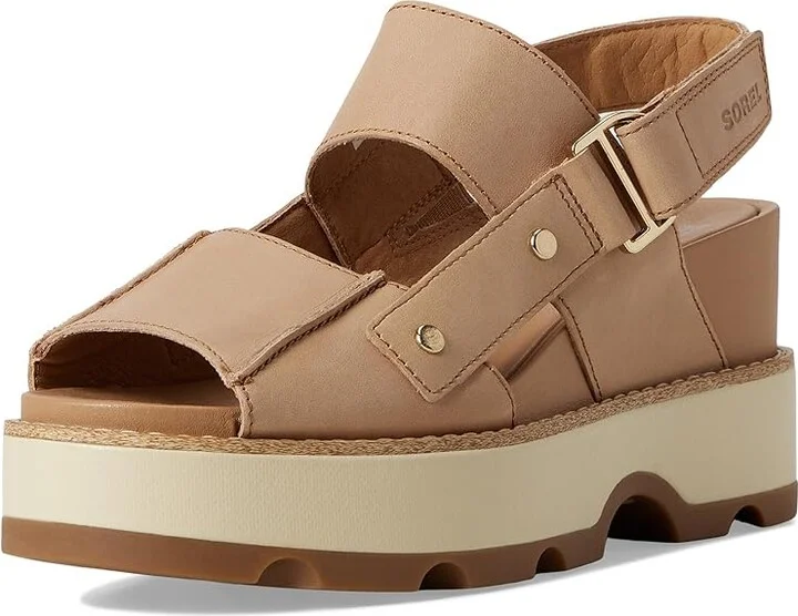 SOREL Joanietm Iv Sandals Wedge Women's Sandals Honest Beige/Gum : 7.5 B - Medium, Leather/Suede - Image 5