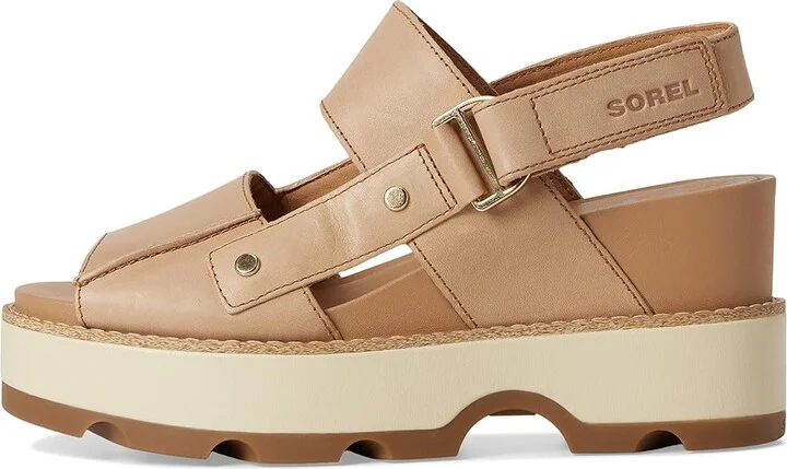 SOREL Joanietm Iv Sandals Wedge Women's Sandals Honest Beige/Gum : 7.5 B - Medium, Leather/Suede - Image 6