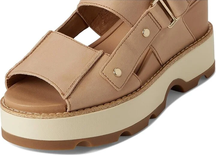 SOREL Joanietm Iv Sandals Wedge Women's Sandals Honest Beige/Gum : 7.5 B - Medium, Leather/Suede - Image 7