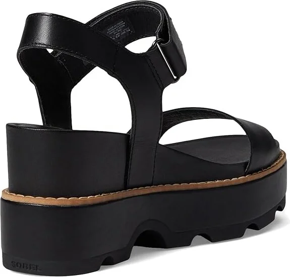 SOREL Joanietm IV Y Strap Wedge Women's Shoes Black/Sea Salt : 10 B - Medium, Suede - Image 4