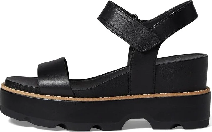SOREL Joanietm IV Y Strap Wedge Women's Shoes Black/Sea Salt : 10 B - Medium, Suede - Image 5
