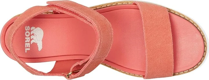 SOREL Joanietm IV Y Strap Wedge Women's Shoes Coral Blossom, Gum : 10 B - Medium, Suede - Image 2