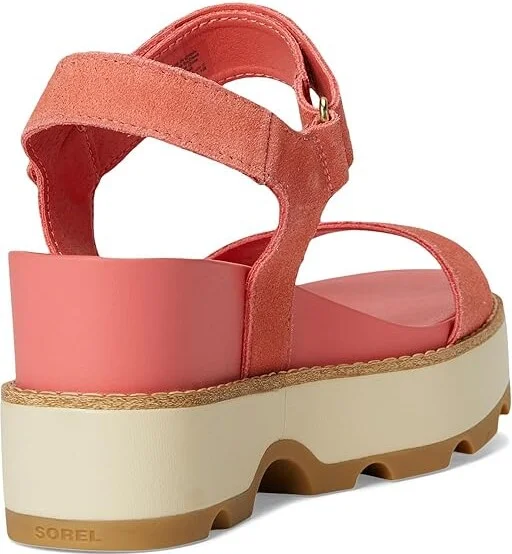 SOREL Joanietm IV Y Strap Wedge Women's Shoes Coral Blossom, Gum : 10 B - Medium, Suede - Image 4