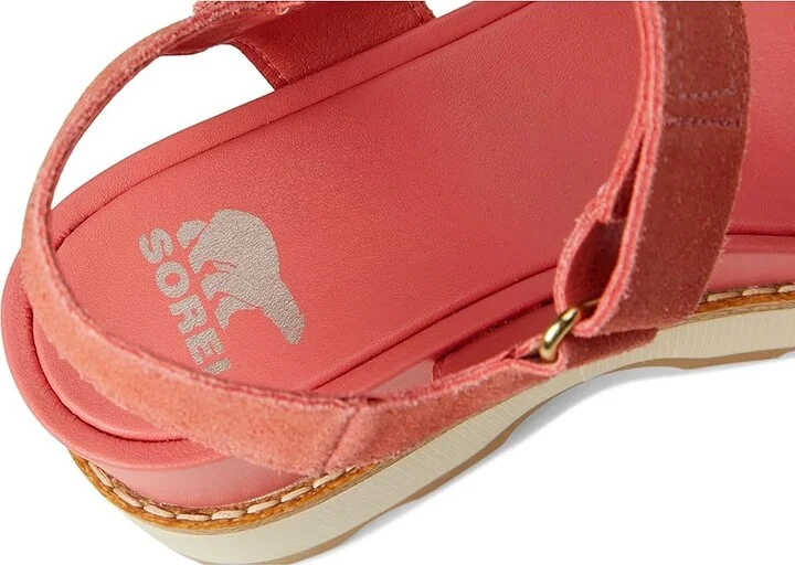 SOREL Joanietm IV Y Strap Wedge Women's Shoes Coral Blossom, Gum : 10 B - Medium, Suede - Image 7