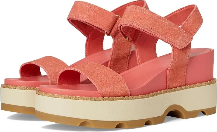 SOREL Joanietm IV Y Strap Wedge Women's Shoes Coral Blossom, Gum : 10 B - Medium, Suede