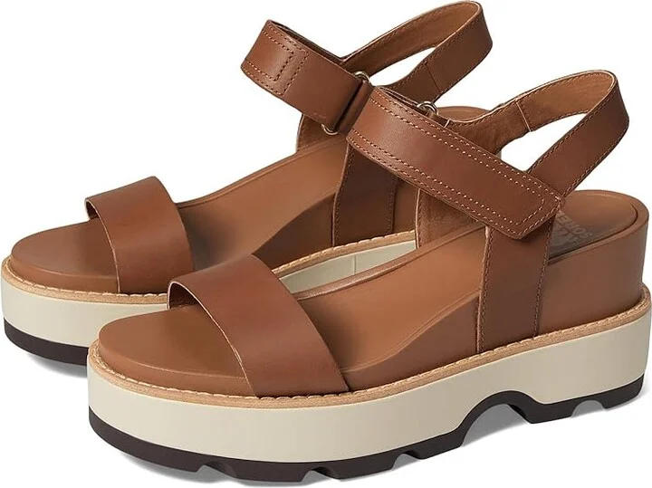 SOREL Joanietm IV Y Strap Wedge Women's Shoes Velvet Tan/Blackened Brown : 10 B - Medium, Suede