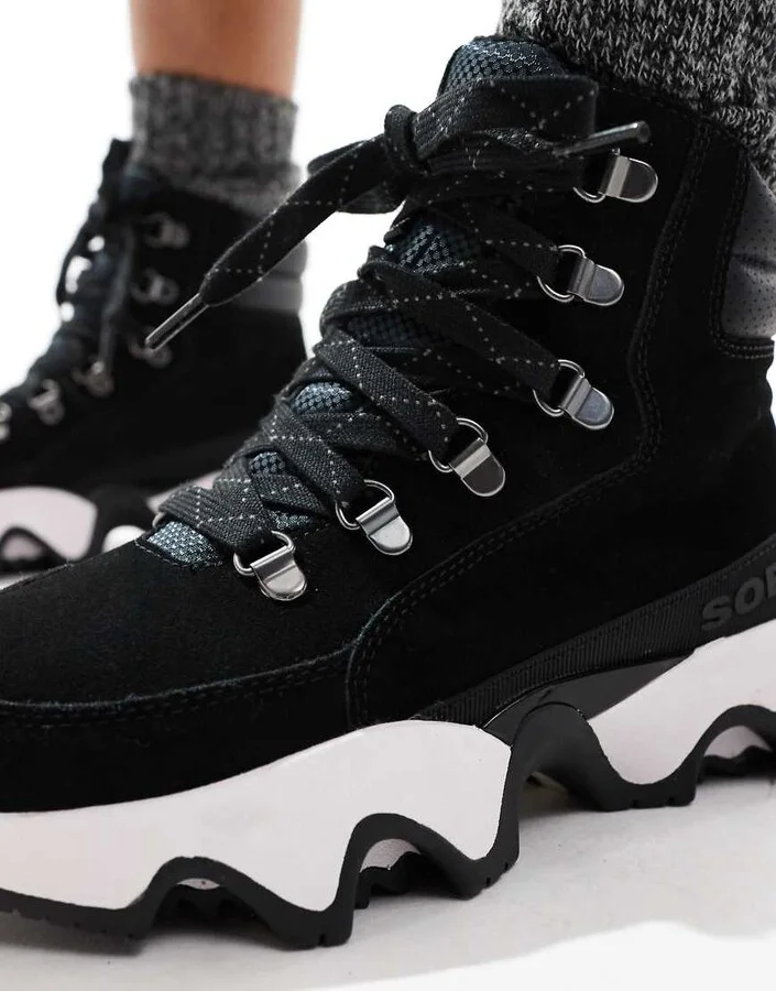 Sorel Kinetic Impact Conquest Plus WP waterproof suede snow boots in black and sea salt - Image 3