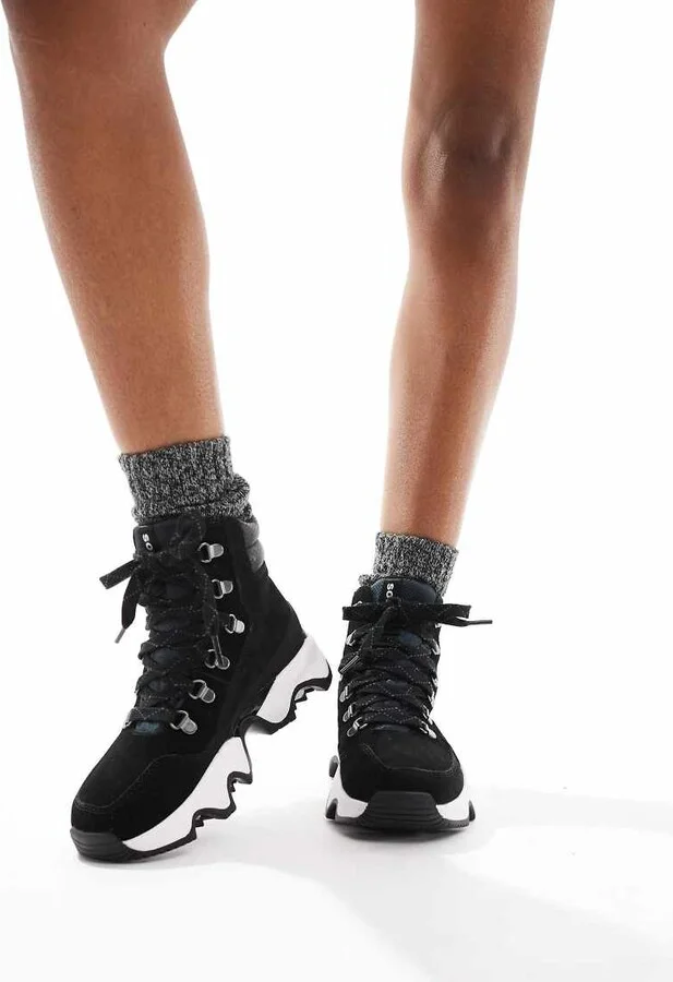 Sorel Kinetic Impact Conquest Plus WP waterproof suede snow boots in black and sea salt - Image 4