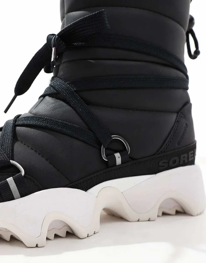 Sorel Kinetic Impact NXT WP waterproof fleece lined puffer snow boots in black and sea salt - Image 3