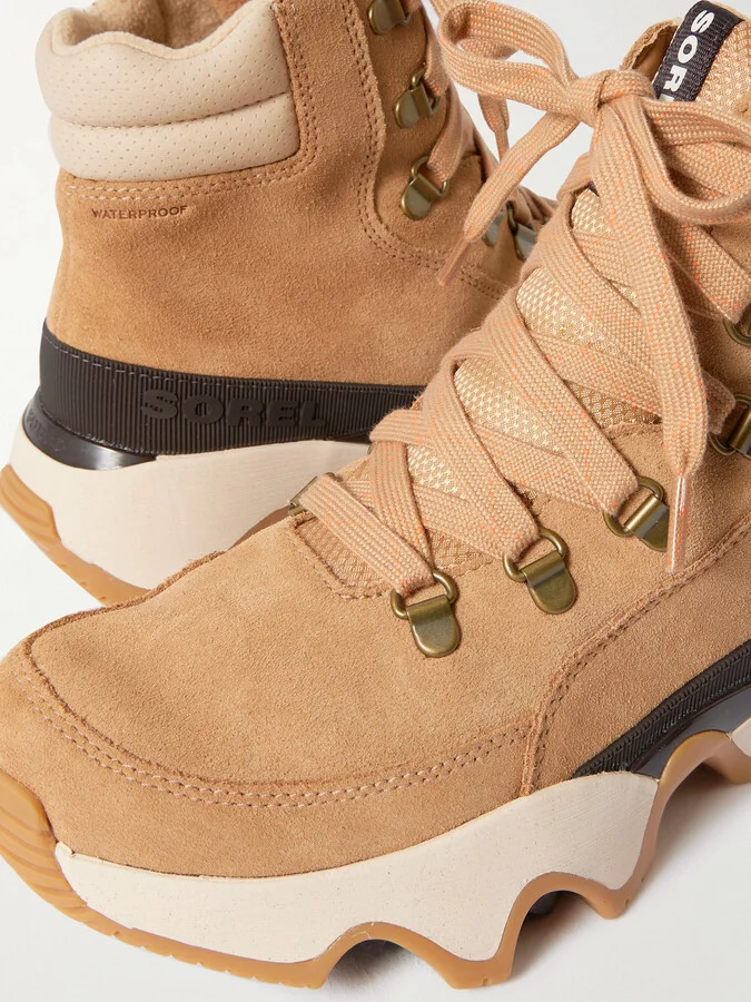 Sorel - Kinetic™ Impact Conquest Plus Leather And Canvas-trimmed Suede Ankle Boots - Brown - Image 4