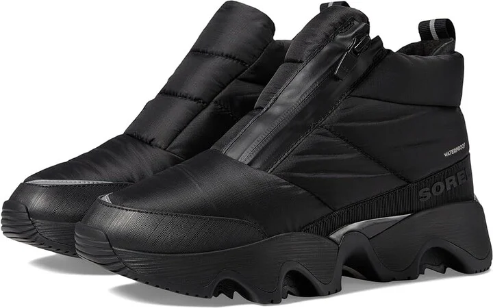 SOREL Kinetictm Impact Puffy Zip Waterproof Women's Shoes Black/Sea Salt 1 : 11 B - Medium, Synthetic/Textile