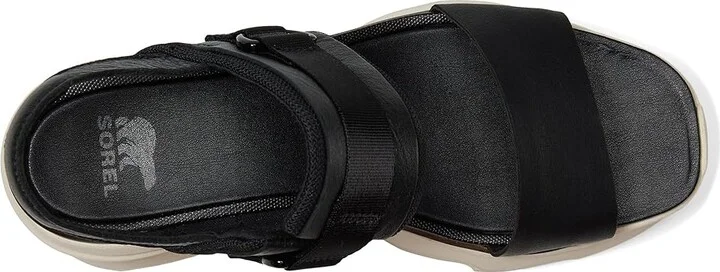 SOREL Kinetictm Impact Slingback Heel Sandal Women's Shoes Black, Chalk : 9 B - Medium, Leather/Textile - Image 2