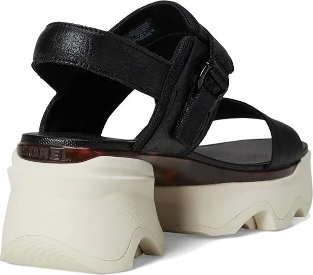 SOREL Kinetictm Impact Slingback Heel Sandal Women's Shoes Black, Chalk : 9 B - Medium, Leather/Textile - Image 4