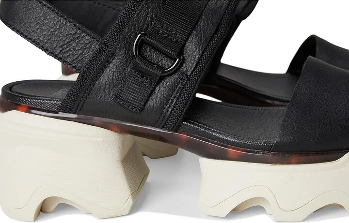 SOREL Kinetictm Impact Slingback Heel Sandal Women's Shoes Black, Chalk : 9 B - Medium, Leather/Textile - Image 7