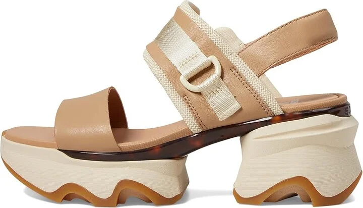 SOREL Kinetictm Impact Slingback Heel Sandal Women's Shoes Honest Beige/Honey White : 10 B - Medium, Leather/Textile - Image 5