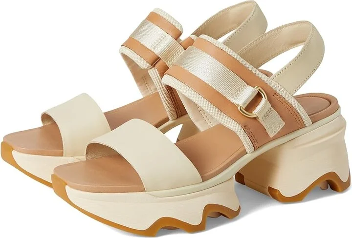SOREL Kinetictm Impact Slingback Heel Sandal Women's Shoes Honey White, Sea Salt : 8.5 B - Medium, Leather/Textile